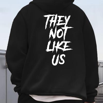 TEMU They No Like Us Print Men's Fashionable Hoodie, Trendy Hooded Pullover Sweatshirt For Men, Perfect For Fall And Winter