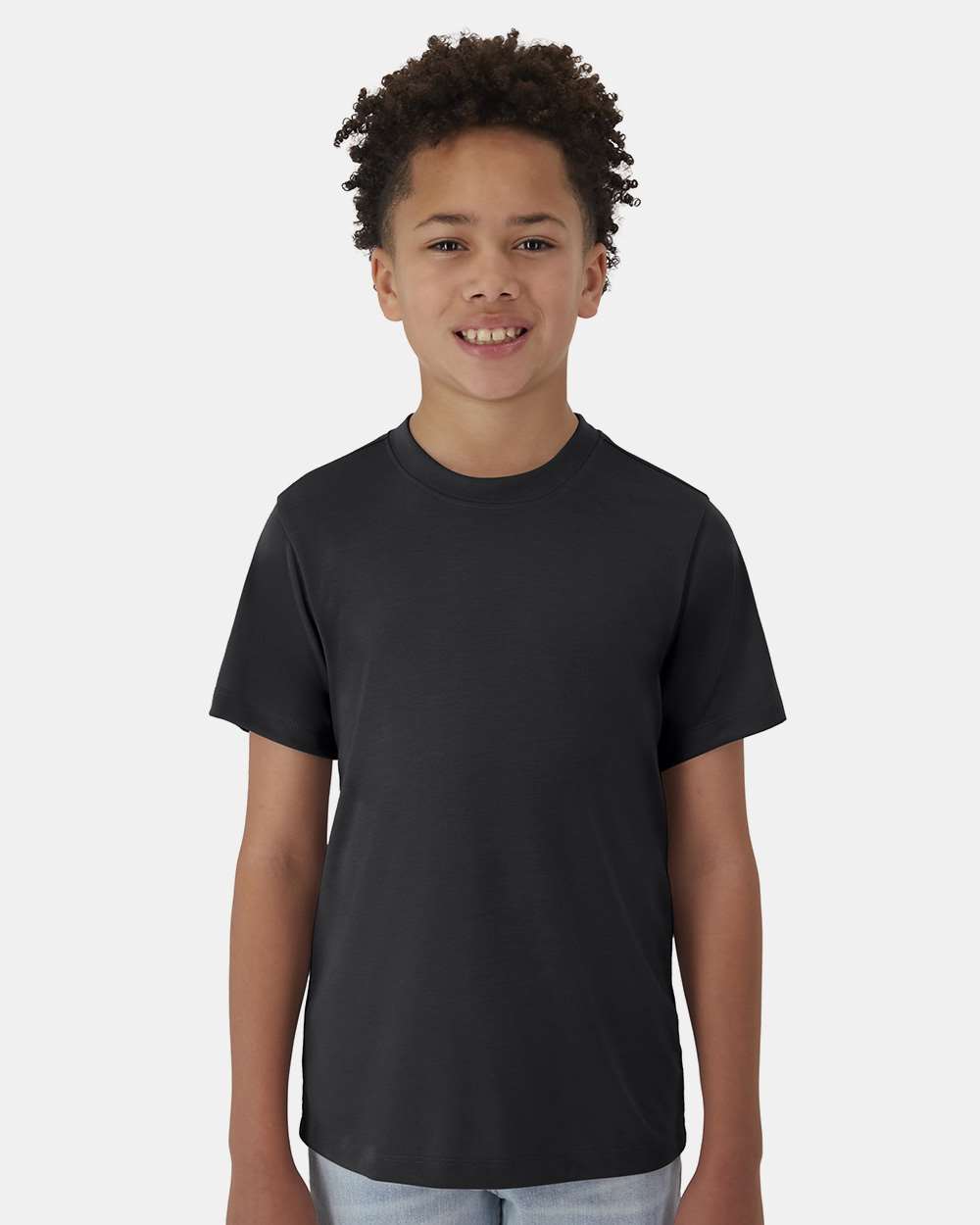 Hanes 484Y Youth Cool-Dri Cotton Touch T-Shirt in Black size XS | ring spun polyester jersey