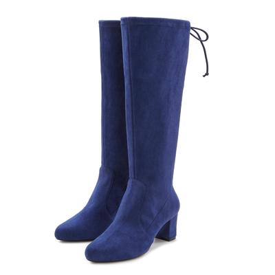 Schlupfstiefel LASCANA, Damen, Gr. 35, blau (navy), Textil, unifarben, modisch, Schuhe, Schlupfboots, Slouchy Boots, Sli