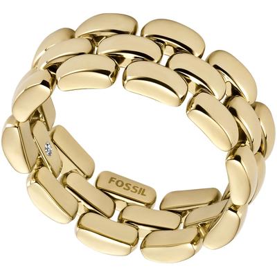 Fingerring FOSSIL "Schmuck Geschenk Edelstahl Ring Arden" Gr. 17,5, gold (gelbgoldfarben), Fingerringe, Damen, 17,5, Edelstahl, 8,5mm Image