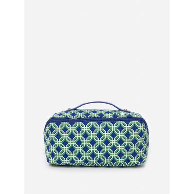 J.McLaughlin Women's Stash Cosmetic Bag in Splendor Link Blue/Green | Nylon