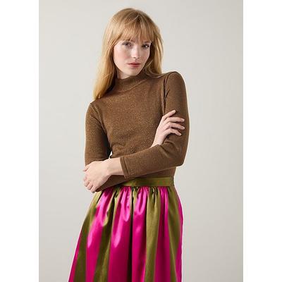 Sadie Olive Turtle Neck Metallic Knit Top, Olive