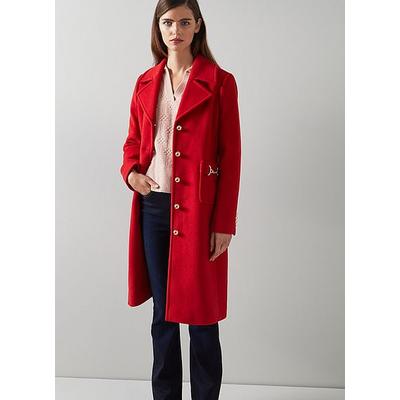 Spencer Red Recycled Wool Blend Snaffle-Detail Coat, Red