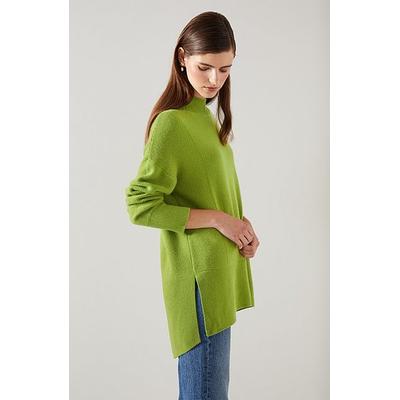 Milly Lime Sustainably Sourced Merino Dipped Hem Jumper, Lime
