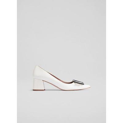Tia White And Black Leather Covered Buckle Courts White Black, White Black