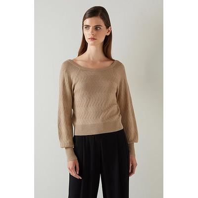Goldie Gold Metallic Pointelle Jumper, Gold