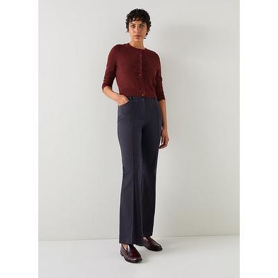 Susie Navy Cotton-Blend Flared Trousers, Navy