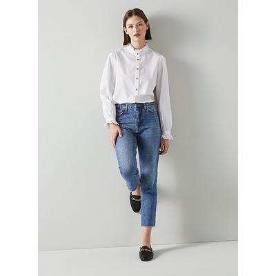 Verity Mid-Indigo Organic Cotton-Blend Cropped Denim Jeans, Mid Indigo