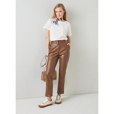 Hardy Brown Faux Leather Trousers, Conker