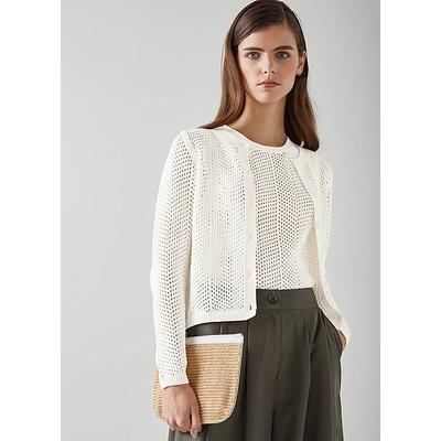 Ava White Cotton-Rich Knitted Cardigan Pure White, Pure White