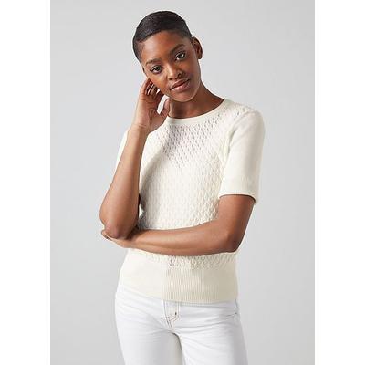 Lila Ivory Organic Cotton Pointelle Knit Top White, White