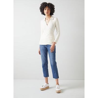 Saskia Cream Wrapover Top with LENZING ECOVERO viscose Ivory, Ivory