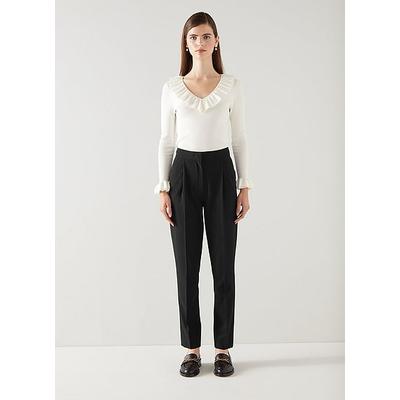 Lilly Black Crepe Tailored Trousers, Black