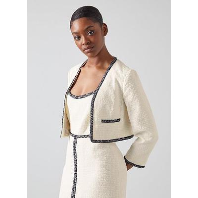 Tara Ivory Recycled Cotton Tweed Jacket Cream, Cream