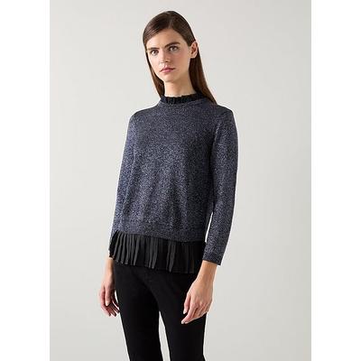 Mary Black Pleated Detail Organic Cotton Knit Jumper, Black
