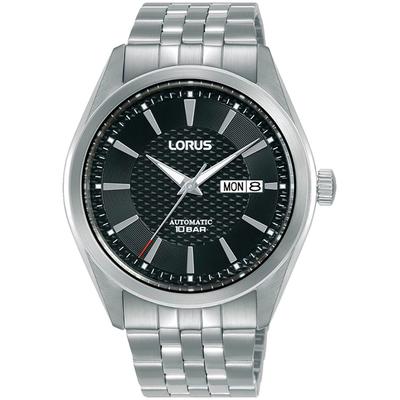 Automatikuhr LORUS "Classic", silber (silberfarben, schwarz), Armbanduhren, Herren, Armbanduhr, Herrenuhr, Mechanische Uhr, Edelstahlarmband, analog, Tag