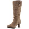 Stiefel ANISTON SHOES, Damen, Gr. 40, Normalschaft, beige, Textil, klassisch, Schuhe Reißverschlussstiefel, mit Raffungen am slouchy Schaft - NEUE KOLLEKTION