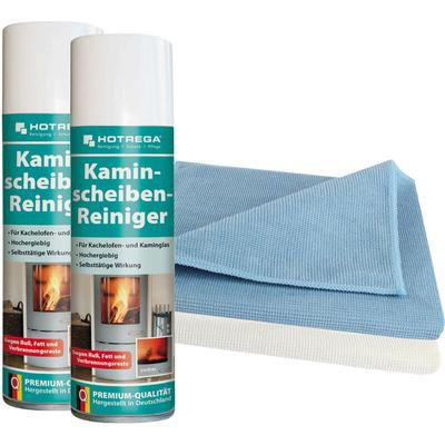 HOTREGA Kaminscheiben Reiniger 2x 300 ml inkl. 2x Microfasertuch