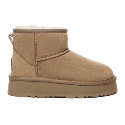 EVER AU Damen Leder Plateau Kurzstiefel - Dusky