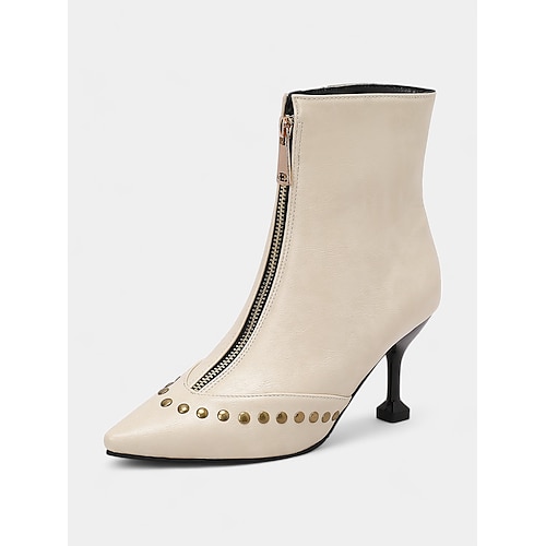 Damenstiefeletten mit kariertem Blockabsatz und seitlichem Reißverschluss – elegante karierte Stiefel mit spitzer Spitze für die Herbstmode Image