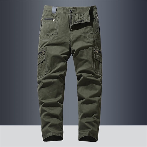 Herren Cargohose Cargohosen Hose Hosen Knopf Multi Pocket Glatt tragbar Outdoor Täglich Campen und Wandern Modisch Klassisch Schwarz Gelb Image