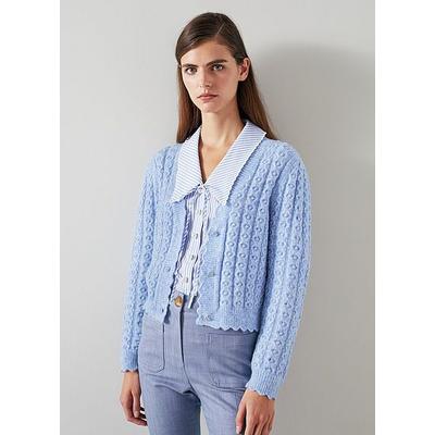 Coleen Pale Blue Responsible Wool Standard Wool-Blend Cardigan, Light Blue