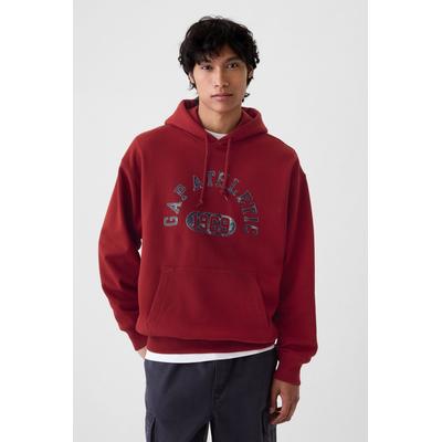 Gap Mens Burgundy Red Heavyweight Athletic Logo Hoodie - Burgundy Red