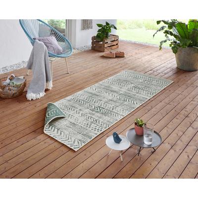 Teppich HANSE HOME "BIRI Wendeteppich" Gr. 12, beige (creme, grün), B:80cm H:5mm L:350cm, Polypropylen (PP), Teppiche, In-& Outdoor, Wetterfest, Balkon, Läufer, Wohnzimmer, Wasserfest, Boho Image