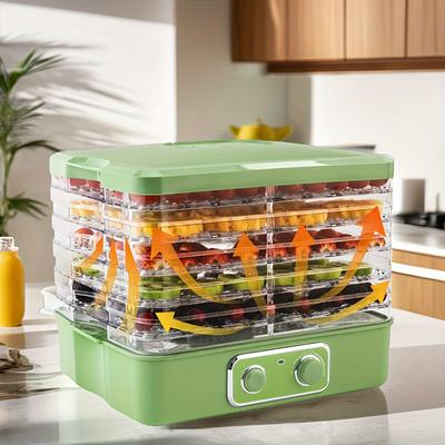 TEMU Food Dehydrator For Jerky, 5 Bpa-free Stackable Trays, Adjustable Temperature Control For Fruit, Meat, Veggies, & Snacks, 240w, Green (5-tier)