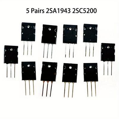 TEMU 10pcs Pnp Amplifier Transistors 2sa1943 & 2sc5200 - Metal Construction, Ideal For Home Theater & Professional Sound Systems, No Battery Required