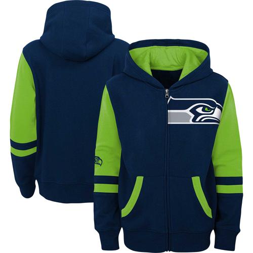 Navy Seattle Seahawks Colorblock-Hoodie mit durchgehendem Reißverschluss für Jugendliche