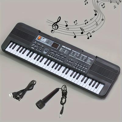 TEMU 61-key Portable Electronic Keyboard With Microphone: Ideal For Beginners, Educational Toy, Gift