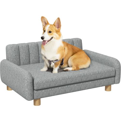 Hundesofa Haustiersofa Hundecouch Hundebett mit weichem Kissen, Erhöhter Hundesessel für