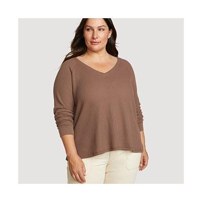 Eddie Bauer Plus Size Women's Hilltop Thermal V-Neck - Nutmeg - Size 2X