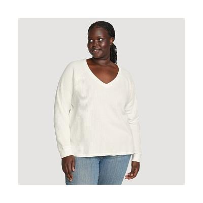 Eddie Bauer Plus Size Women's Hilltop Thermal V-Neck - Ivory - Size 3X