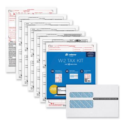 Adams Business Forms 22908KIT Six-Part W-2 Online Tax Kit, Six-Part Carbonless, 5.5 x 8, 10/Pack - Pack of 20