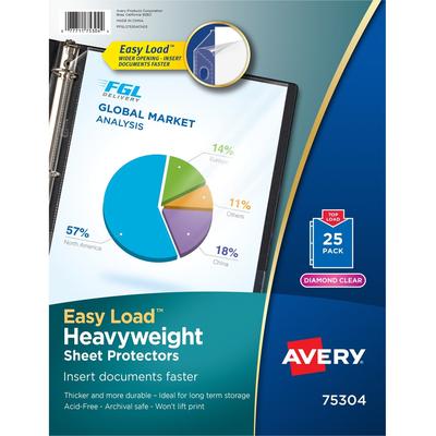 Avery 75304 Diamond Clear Heavyweight Sheet Protectors, Acid Free, Pack of 25 - 1 Case of 20