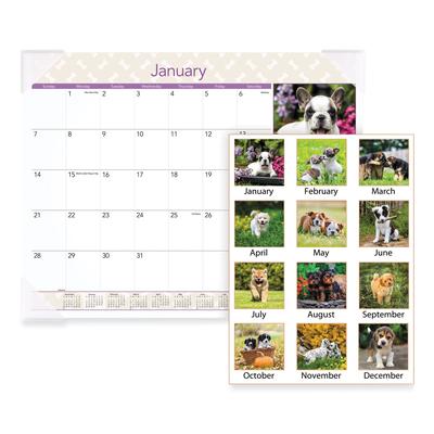 At-A-Glance DMD166-32 Puppies Monthly Desk Pad Calendar, Puppies Photography, 22 x 17, White Sheets, Clear Corners, 12-Month (Jan to Dec): 2024