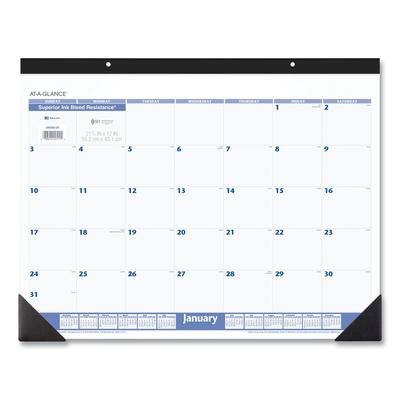 At-A-Glance SW200-00 Desk Pad, 22 x 17, White Sheets, Black Binding, Black Corners, 12-Month (Jan to Dec): 2024