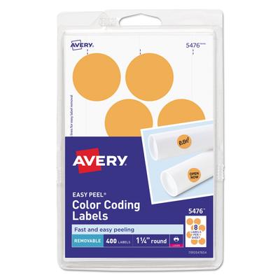 Avery 05476 Printable Self-Adhesive Removable Color-Coding Labels, 1.25