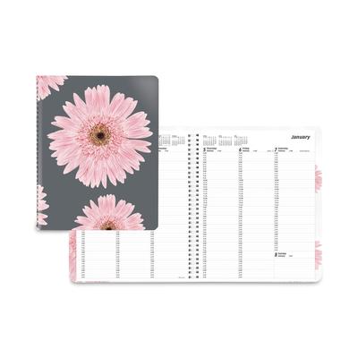 Brownline CB950G05 Essential Collection Daisy Weekly Appointment Book, Columnar Format, 11 x 8.5, Navy/Gray/Pink Cover, 12-Month (Jan-Dec): 2024