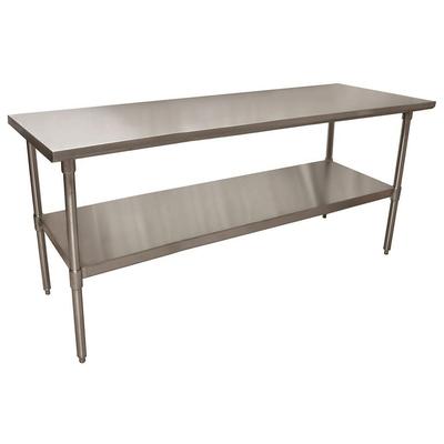 BK Resources 2VT7230 Stainless Steel Flat Top Work Tables, 72w x 30d x 36h, Silver, 2/Pallet