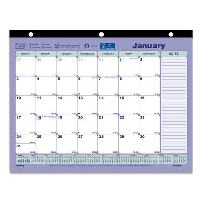 Brownline C181721 Monthly Desk Pad Calendar, 11 x 8.5, White/Blue/Green Sheets, Black Binding, 12-Month (Jan to Dec): 2024