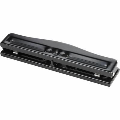 Business Source 65645 Adjustable 3 Hole Punch, Adjustable, 1/4 Size, 8 Sht Cap, BK