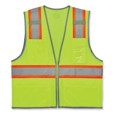 Ergodyne 24145 GloWear 8246Z Class 2 Two-Tone Mesh Reflective Binding Zipper Vest, Polyester, Large/XL, Lime, Ships in 1-3 Business Days EGO24145