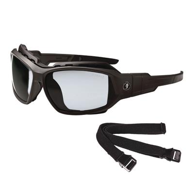 Ergodyne 56085 Skullerz LOKI Anti-Scratch/Anti-Fog Convert Safety Spoggles, Strap, Black Frame, In/Outdoor Poly Lens, Ships in 1-3 Bus Days