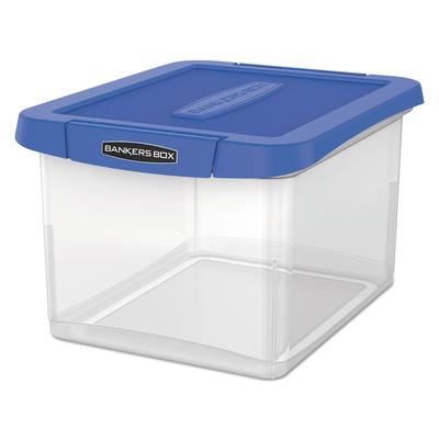 Fellowes 0086201 Heavy Duty Plastic File Storage, Letter/Legal Files, 14" x 17.38" x 10.5", Clear/Blue FEL0086201