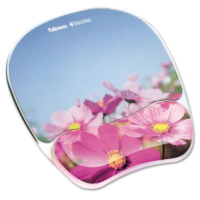 Fellowes 9179001 Photo Gel Mouse Pad with Wrist Rest with Microban Protection, 9.25 x 7.87, Pink Flowers Design