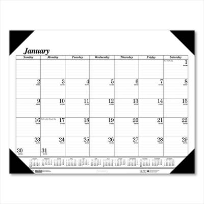 House Of Doolittle 124 12-Month (Jan-Dec 2024) One-Color Refillable Monthly Desk Pad Calendar, 22 x 17, White Sheets, Black Binding/Corners, Recycled