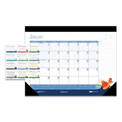 House Of Doolittle 139 Recycled Desk Pad Calendar, Illustrated Seasons Artwork, 22 x 17, Black Binding/Corners,12-Month (Jan to Dec): 2024